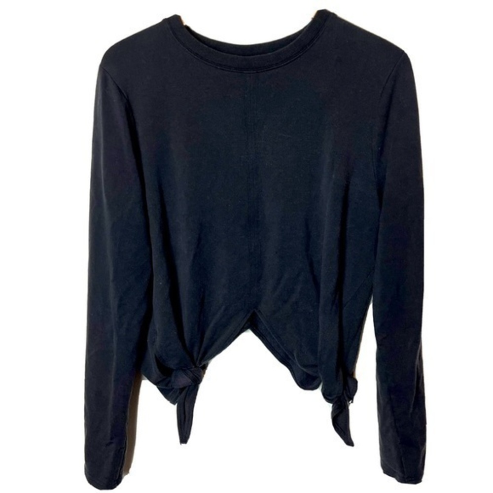 Athleta Samsara Side Tie Sweatshirt Size XL Black Athletic Active Soft Stretchy